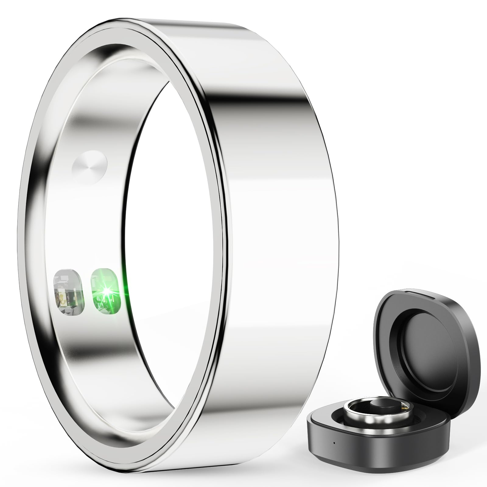 Smart Ring for Men Women - 5ATM Waterproof Health Fitness Tracker with Body Temperature Measurement Heart Rate Blood