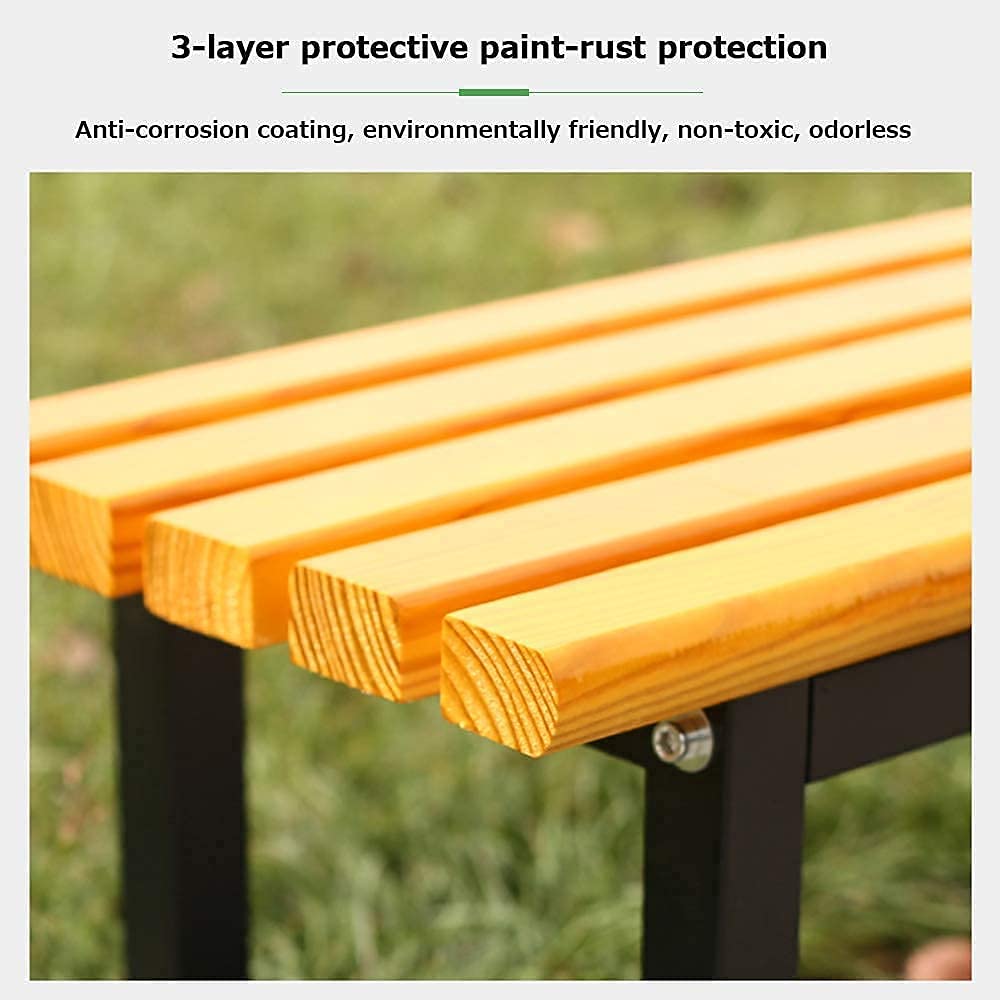 SDdPulse Panchina da giardino Panchina da giardino, panca da parco, panca per conversazioni all'aperto, panchine da giardino in ghisa e legno massello, resistente alle intemperie, 2-4, gialla, 120 cm