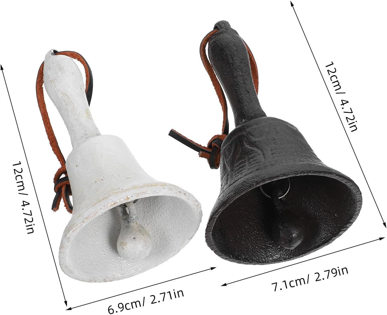 2pcs Cast Iron Handbell Vintage Hanging Bell with Rope for Decor image 2