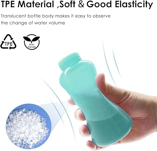 Miniatura 2 de RUFCRIL Mini botella Peri, bidé de viaje portátil de 11.8 fl oz con anillo adicional y bolsa de transporte, material TPE para resistencia a altas