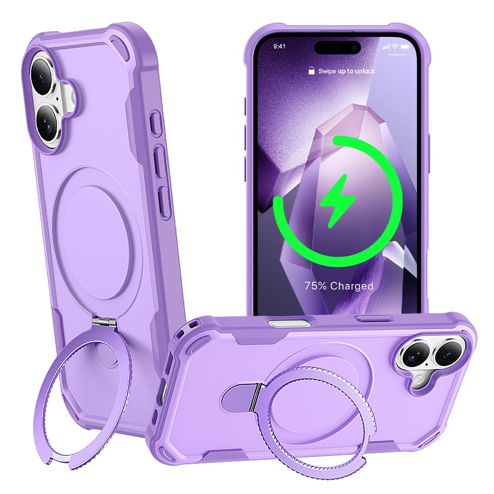Designed for iPhone 17 Case with Magnetic Stand Military Drop Protection Compatible with Magnet Shockproof 17 Phone Case