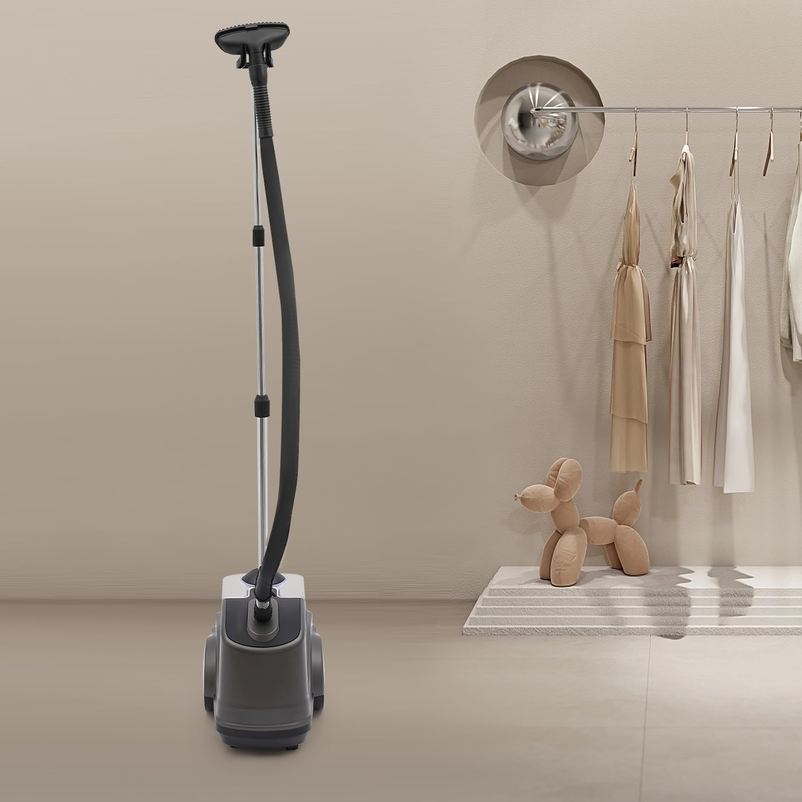 Professional Clothes Steamer,1500W Adjustable Steam Temperature Garment Steamer with Anti-dry Burning Function, 101.45Oz Clear Water Tank,45s Quickly Heating Time Fabric Steamer for Homes(Grey)