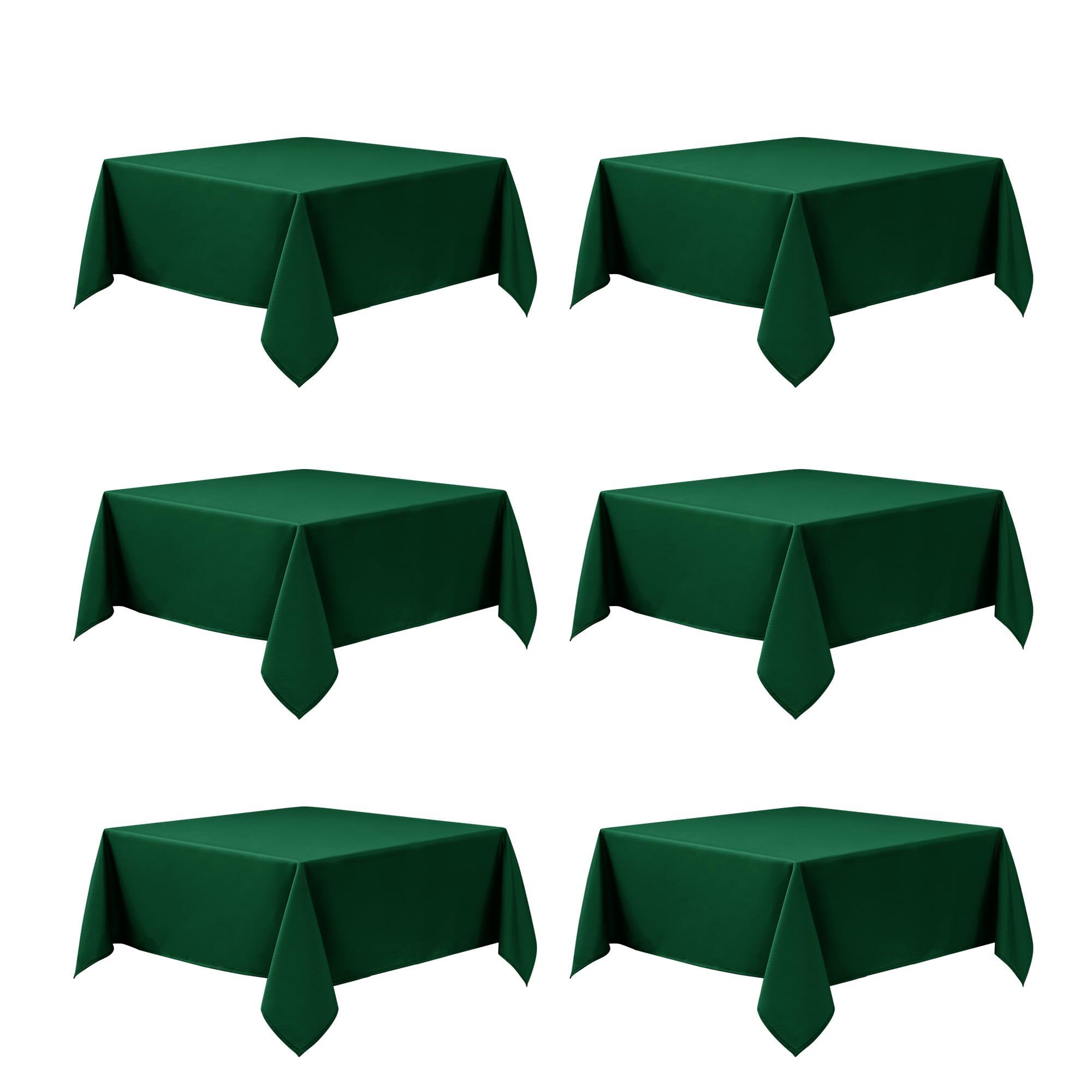 6-Pack Hunter Green Tablecloths for Square Tables, 54 x 54 Inches