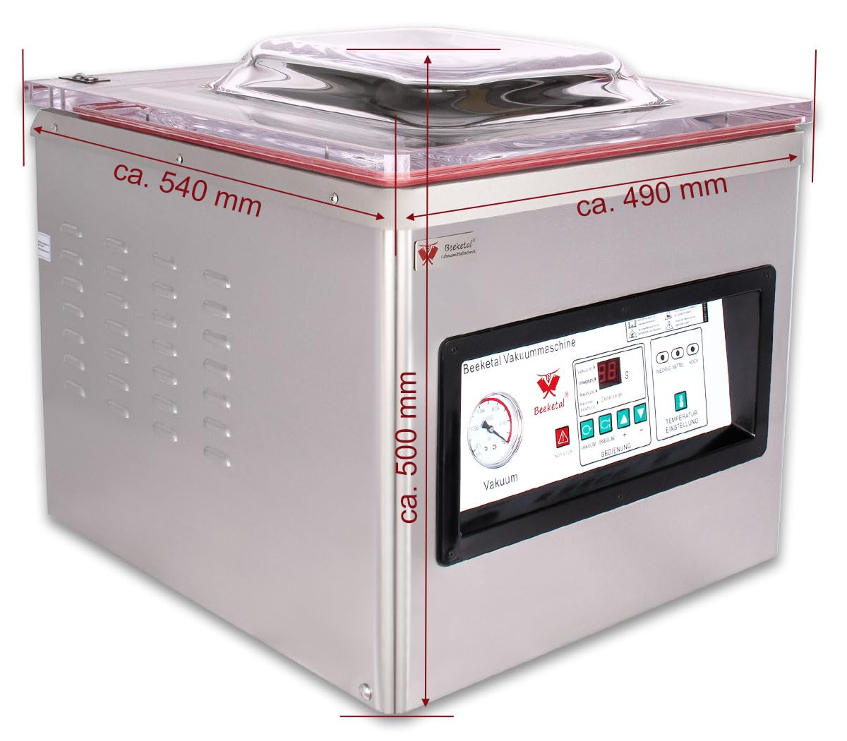 Beeketal 'DZ-400T' Profi Kammer Vakuumierer mit 2 Impuls Schweißleisten, elektronisch gesteuertes Vakuumiergerät mit 20m³/h Absaugvolumen und integriertem Impuls Folienschweißgerät, Tischgerät