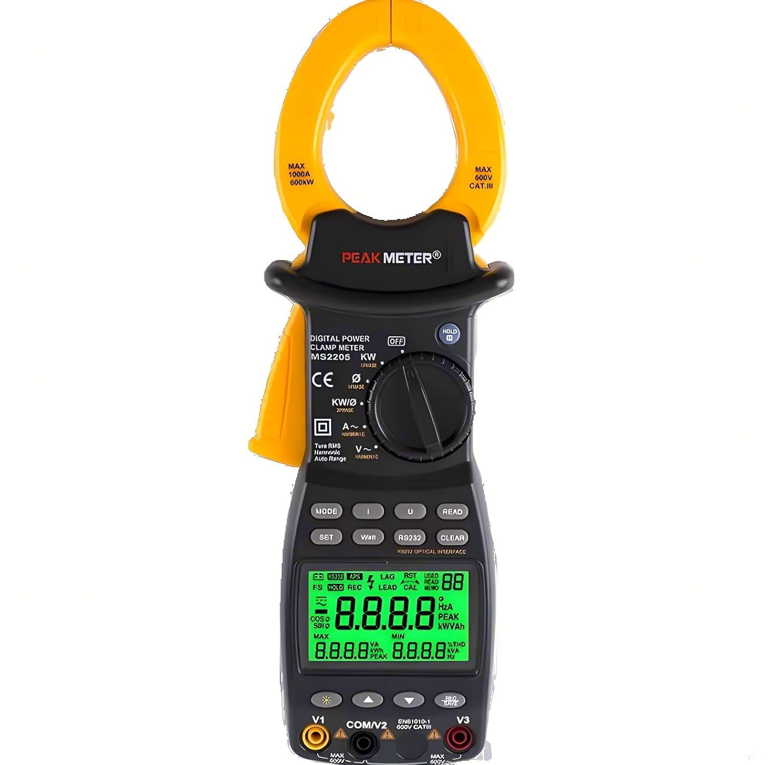 MS2205 High Accuracy Digital Power Clamp Meter Three-Phase Power Current Meter with 0.1-1000A Current Range