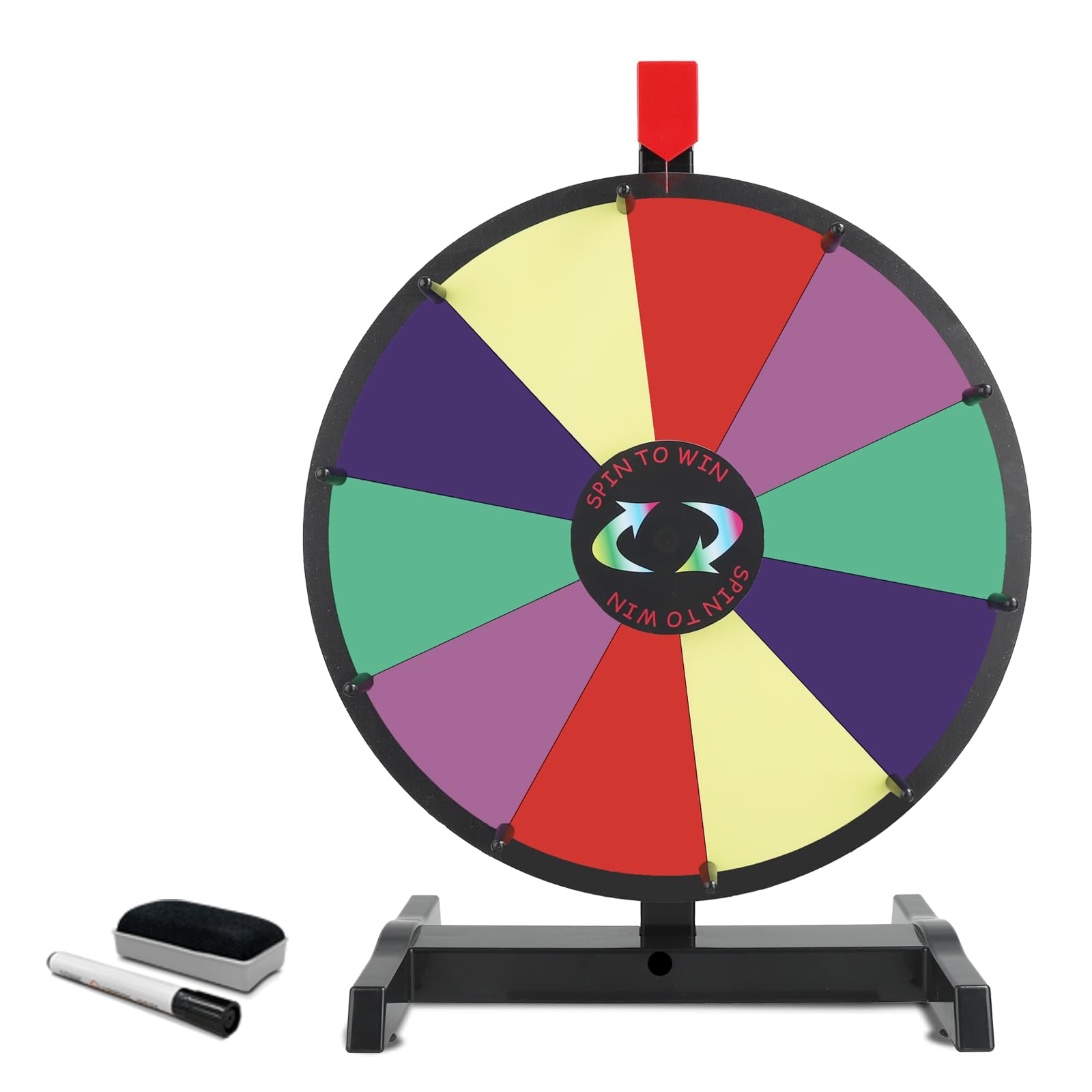 iElyiEsy 15 Inch Tabletop Spinning Prize Wheel with Dry Erase Markers and Erase, 10 Slots Surface Spin the Wheel for Trade Show Carnival Party Pub Fortune Game