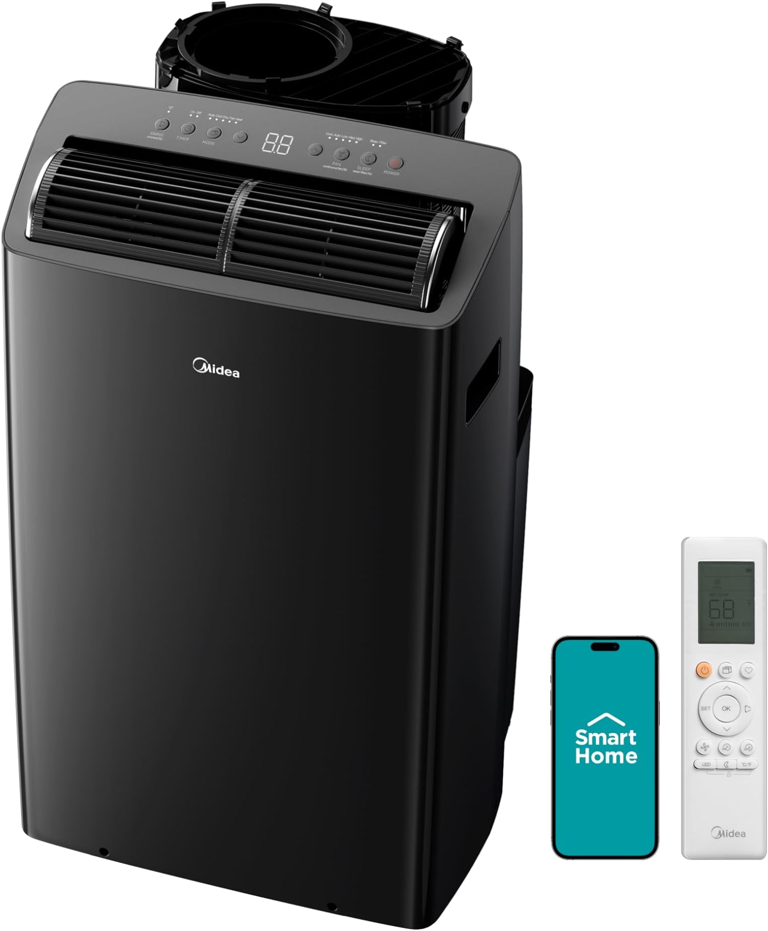 Midea Duo 14,000 BTU (12,000 BTU SACC) High Efficiency Inverter Ultra Quiet Portable Air Conditioner,with Heat up to 550 Sq. Ft., Works with Alexa/Google Assistant, with Remote Control & Window Kit