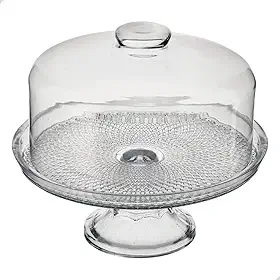 Boleira com Pé e Tampa de Vidro 28 cm – Porta Bolo de Vidro com Tampa, Suporte para Bolos, Tortas e Sobremesas, Boleira Decorativa para Mesa e Cozinha