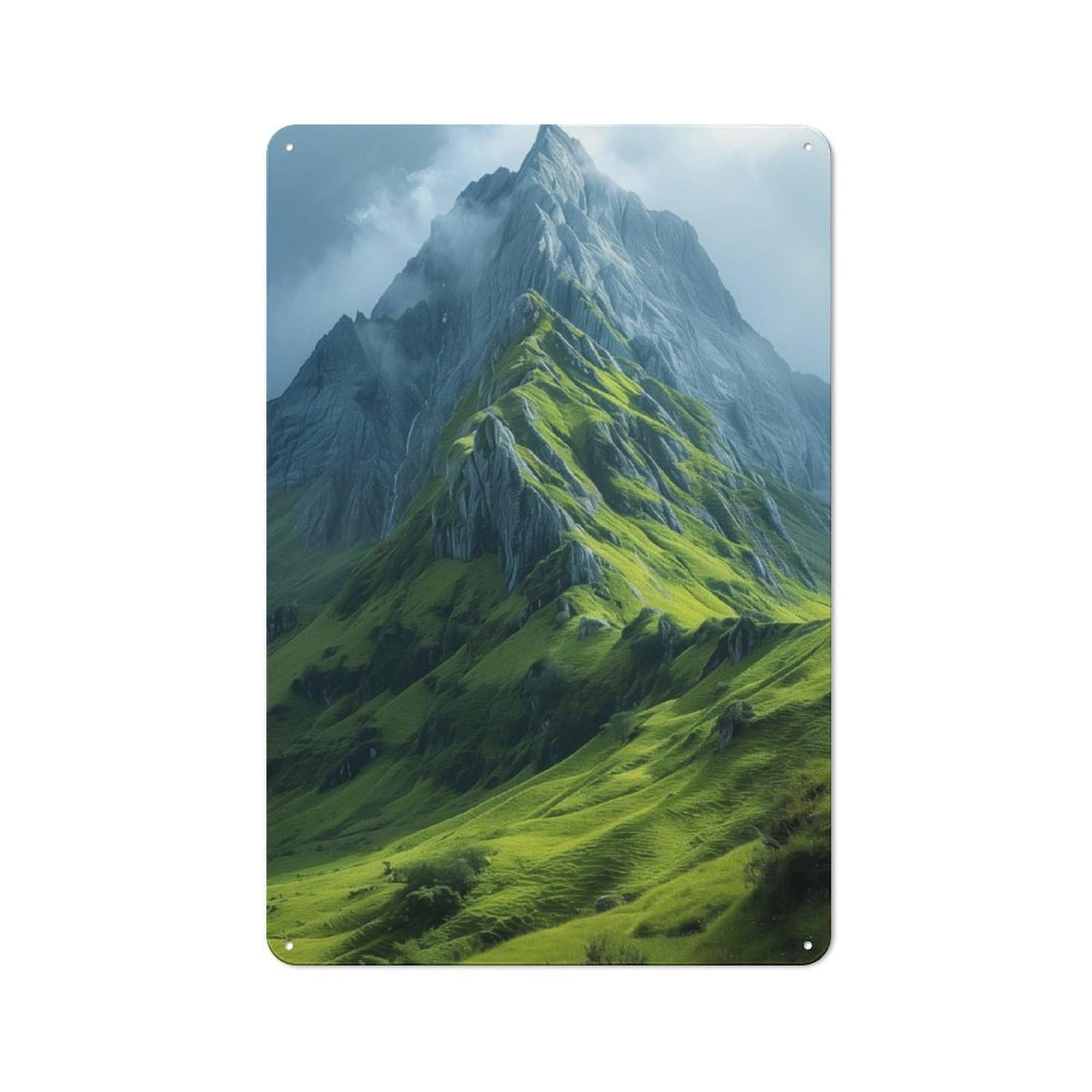 Junmoney Misty Mountain Majesty Tin Wall Plaque 30X20cm With For Pub Or Café, With Clear Vintage Wall Decor Character