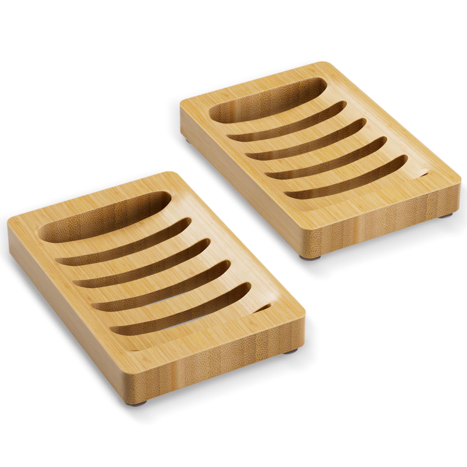 AmazerBath - Juego de 2 jaboneras para el hogar, jaboneras de bambú de madera para ducha, cocina, baño