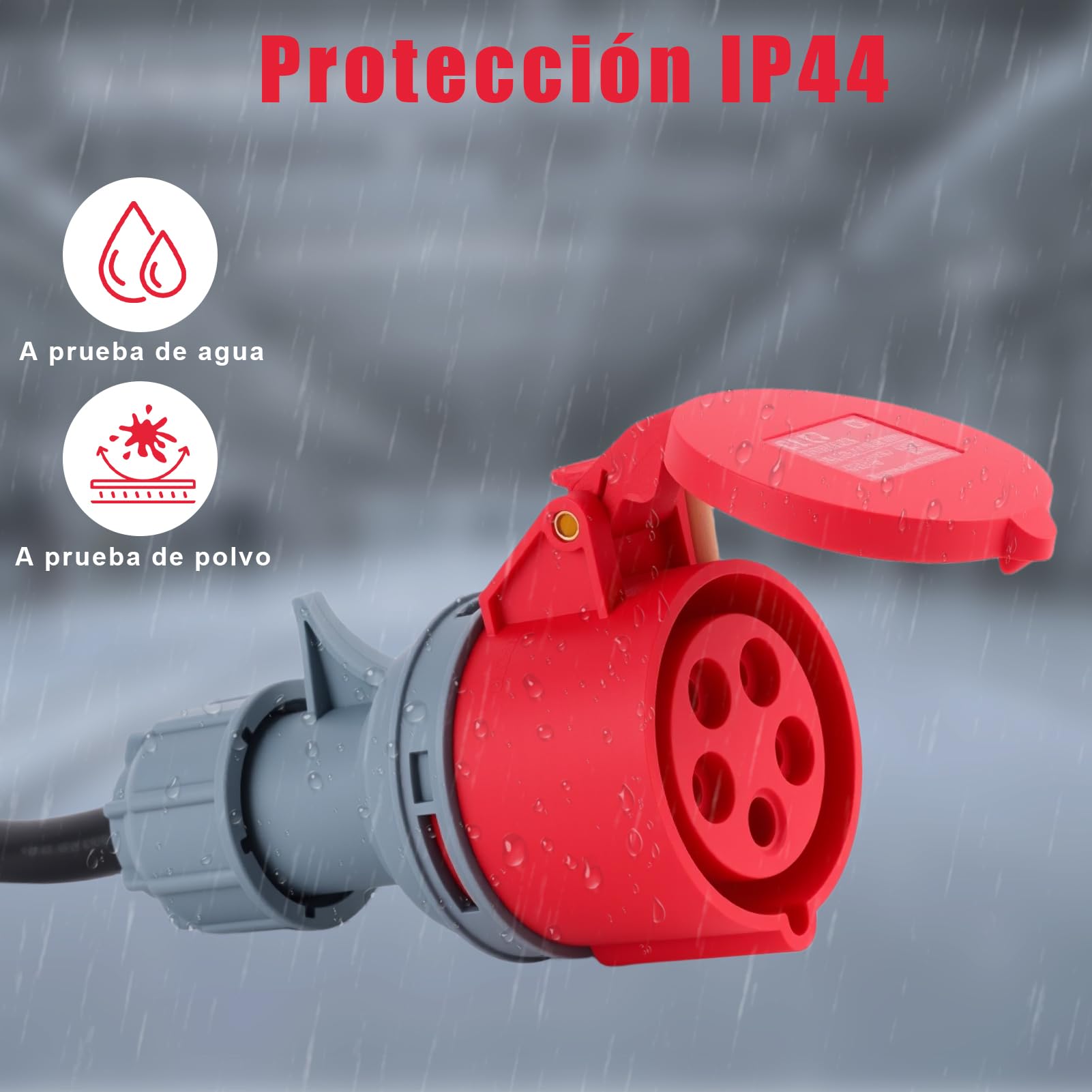 Adaptador de CEE Corriente Recta 32A en 16a, Cable de Corriente Fuerte 16a Inserto de Inserción, Material de Metal y Plástico, Duradero y Seguro, Impermeable IP44, Adecuado para