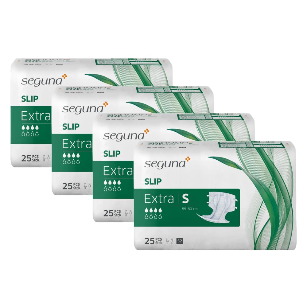 SEGUNA Slip Extra, Inkontinenz Windeln für Erwachsene, Frauen, Männer, Windeln bei mittlerer Blasenschwäche, Stuhlinkontinenz (S (Sparpaket 4 x 25 Stück))