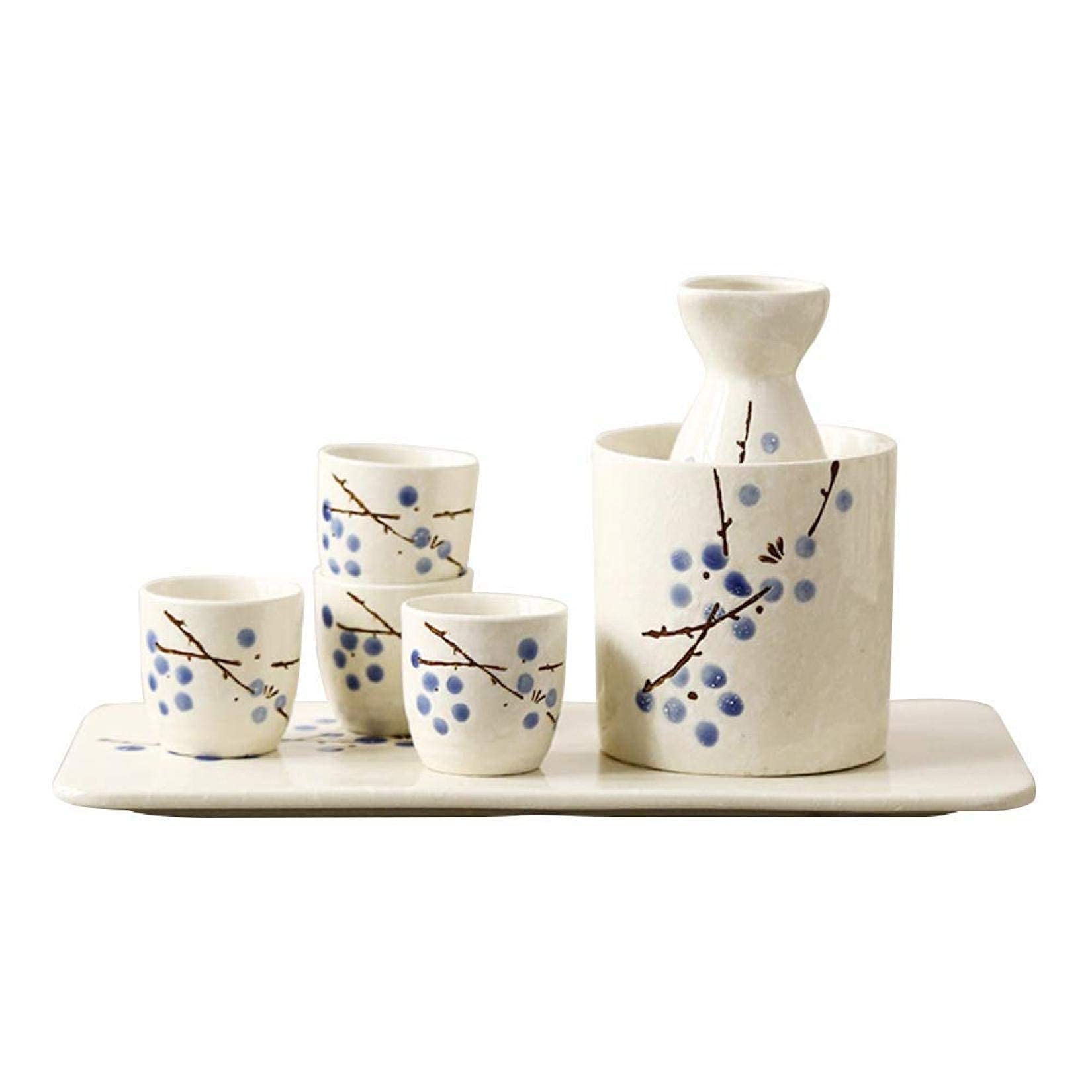 Juego de ollas de sake de cerámica refinada pintado a mano, artesanía tradicional japonesa
