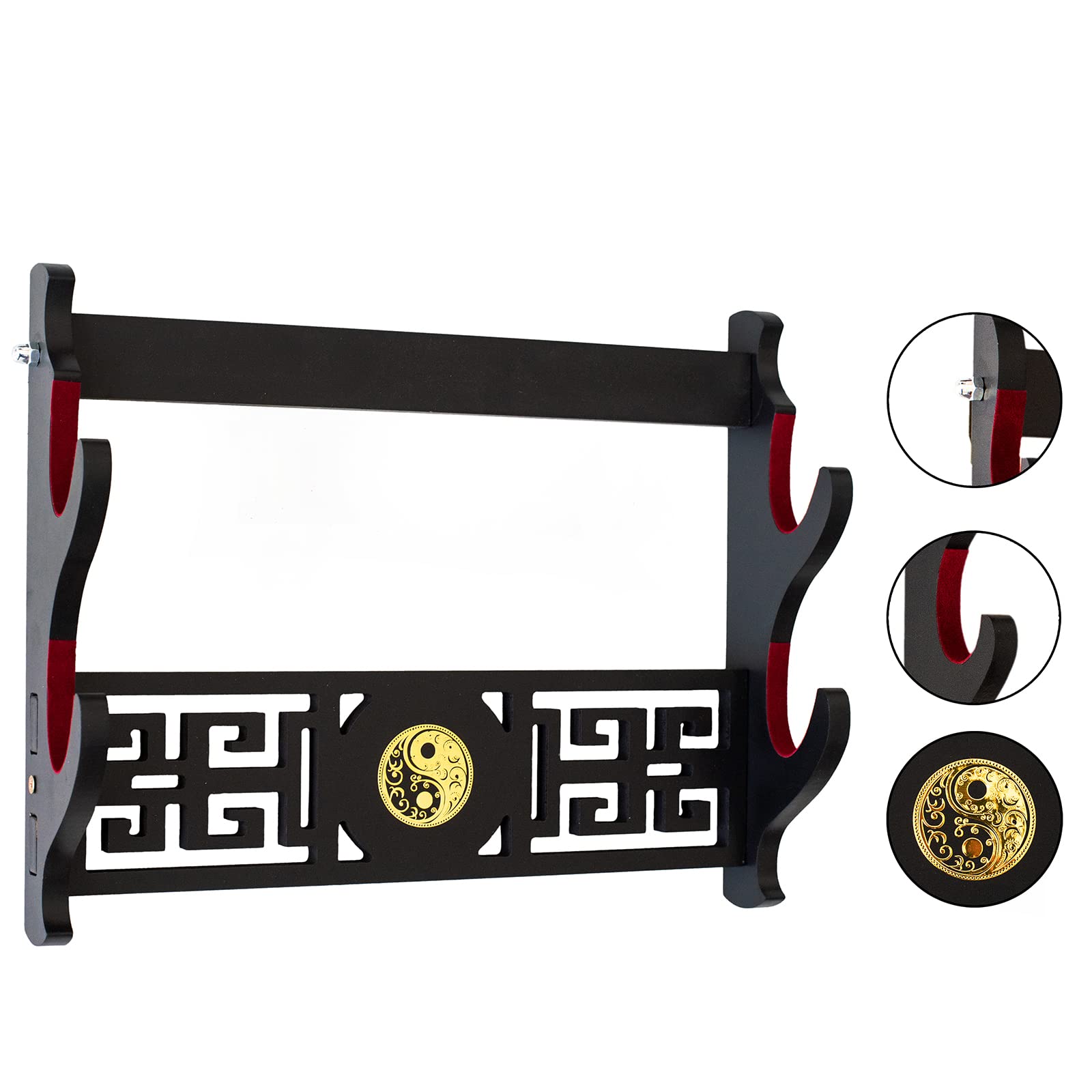 Schwerthalter Katana Wandhalterung Samurai Schwert Rahmen Display Frame Red Samt China Tai Chi Stil. (2-Schicht)
