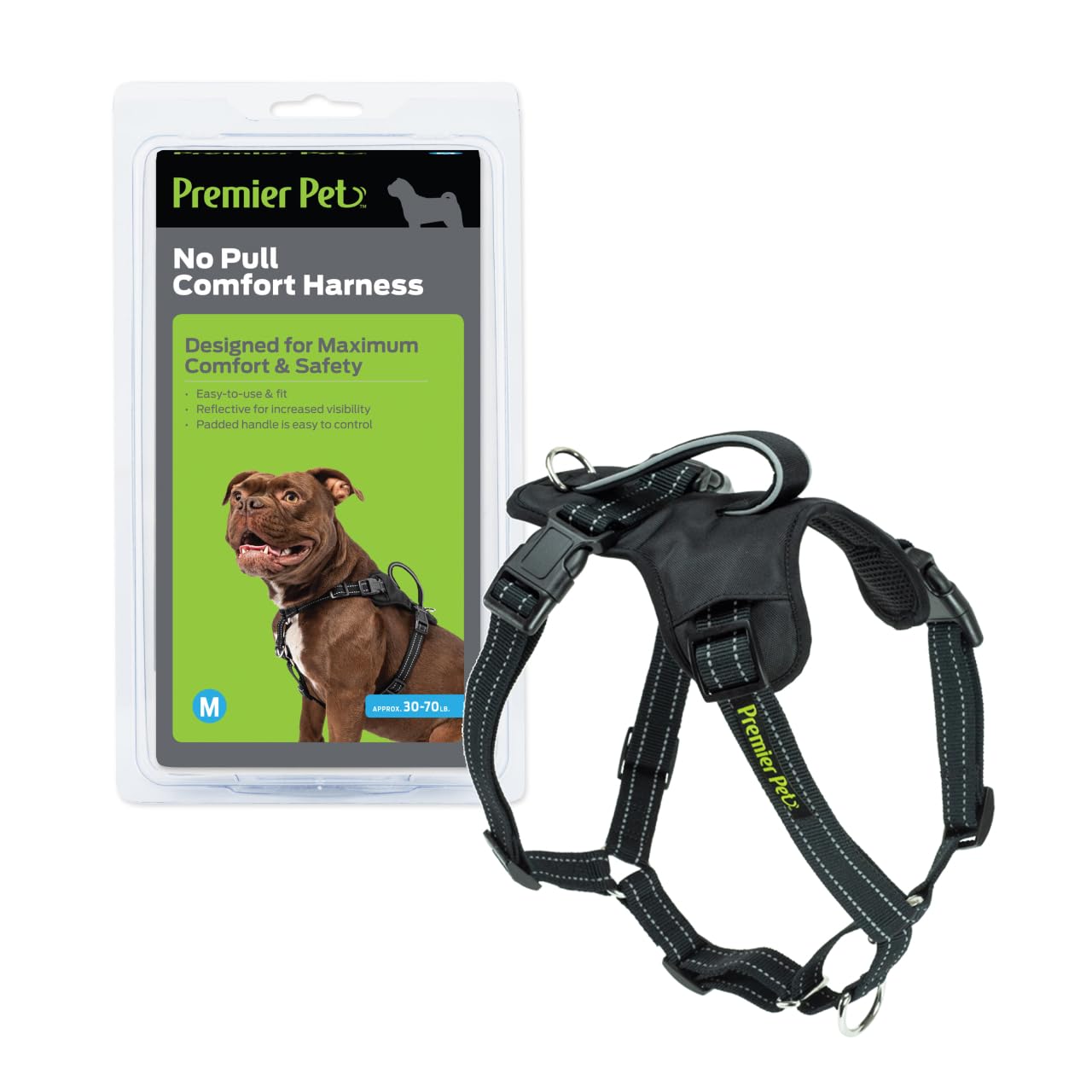 No Pull Comfort Harness - Reduces Pulling for Better Walks - Adjustable Fit with 4 Points - Soft Padded Design for Comfort - Reflective Stitching for Safety - Easy to Use Everyday - Medium