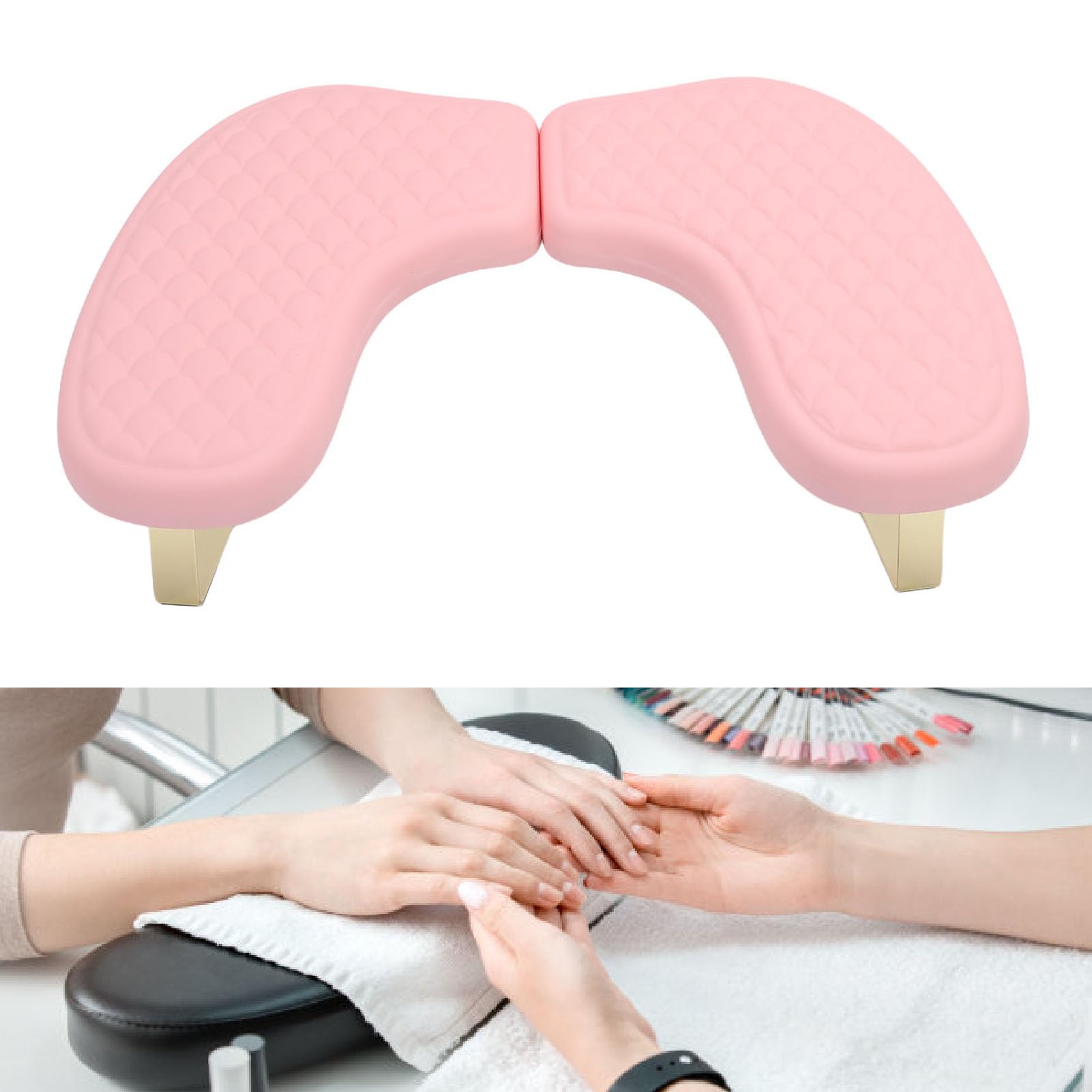 Poggiamano per Braccio per Unghie a Forma di U per Unghie, Cuscino per Poggiamano per Manicure Tech 45 Cm X 31 Cm X 18 con Cinturino per Telefono per Workstation Salon (PINK)