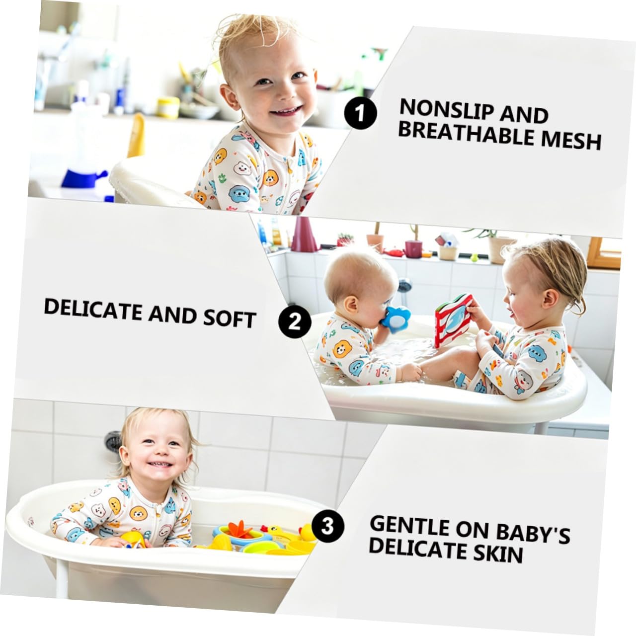 Bath Seat Support Bath Tub Pad Non-Slip Breathable Mesh Cartoon Design Secure Shower for Newborns