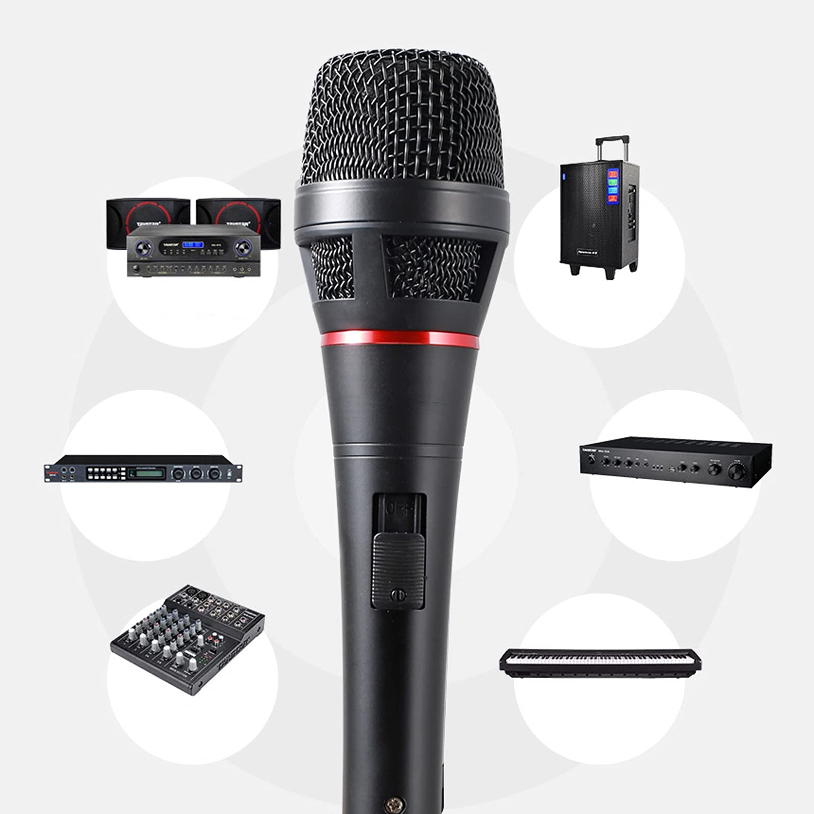 Mikrofon Profesjonalny dynamiczny mikrofon przewodowy kardioidalny dynamiczny wokal karaoke mikrofon metalowy ręczny mikrofon z przełącznikiem, 9,8/16,4 ft XLR do 1/4" kabel mikrofony bezprzewodowe