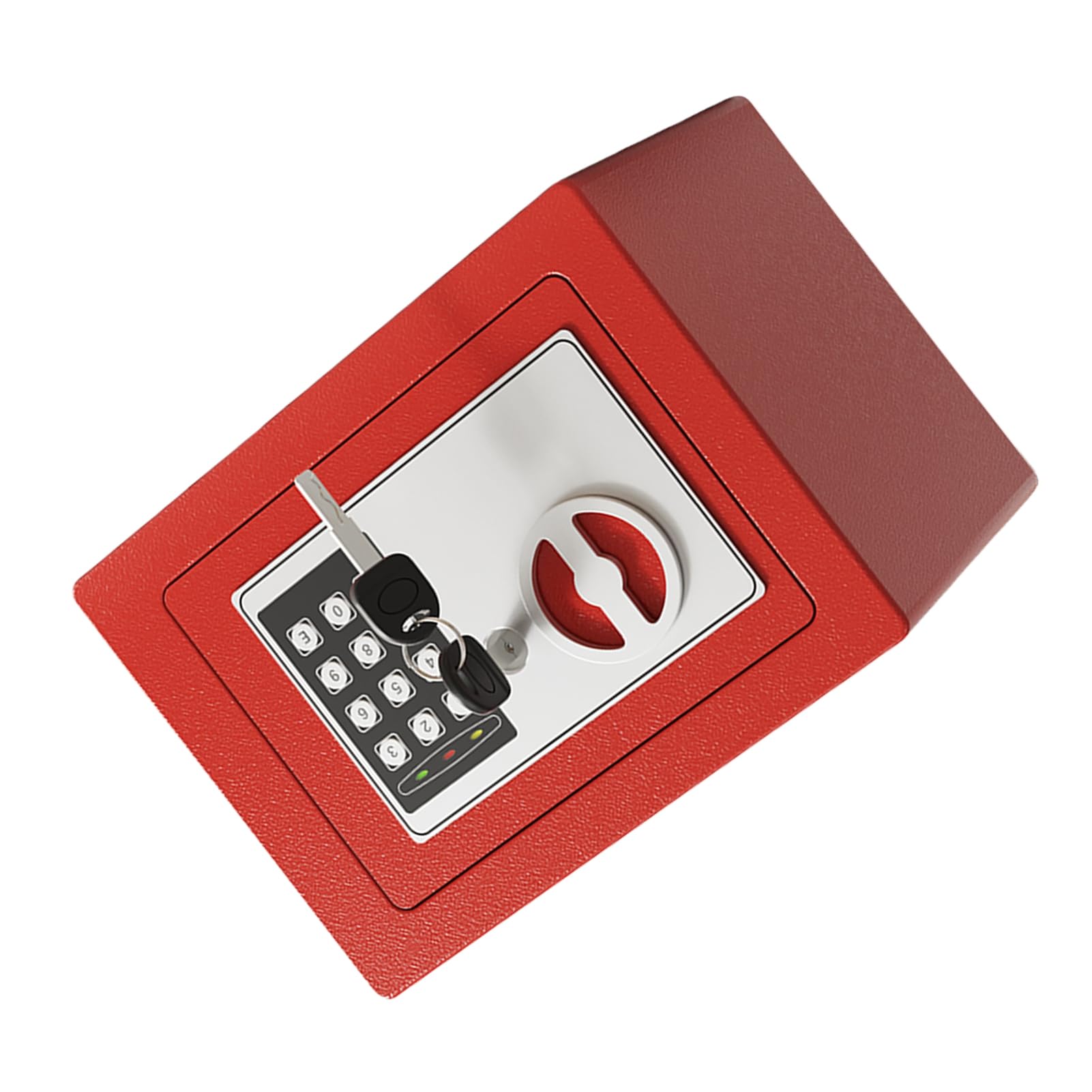 Mini Caja Fuerte de Metal Ignífuga, Cajas Fuertes para el Hogar, Caja Impermeable Ignífuga, con Teclado y 2 Llaves de Repuesto, Seguridad Digital para Dinero, Joyas, Documentos de (Roja)