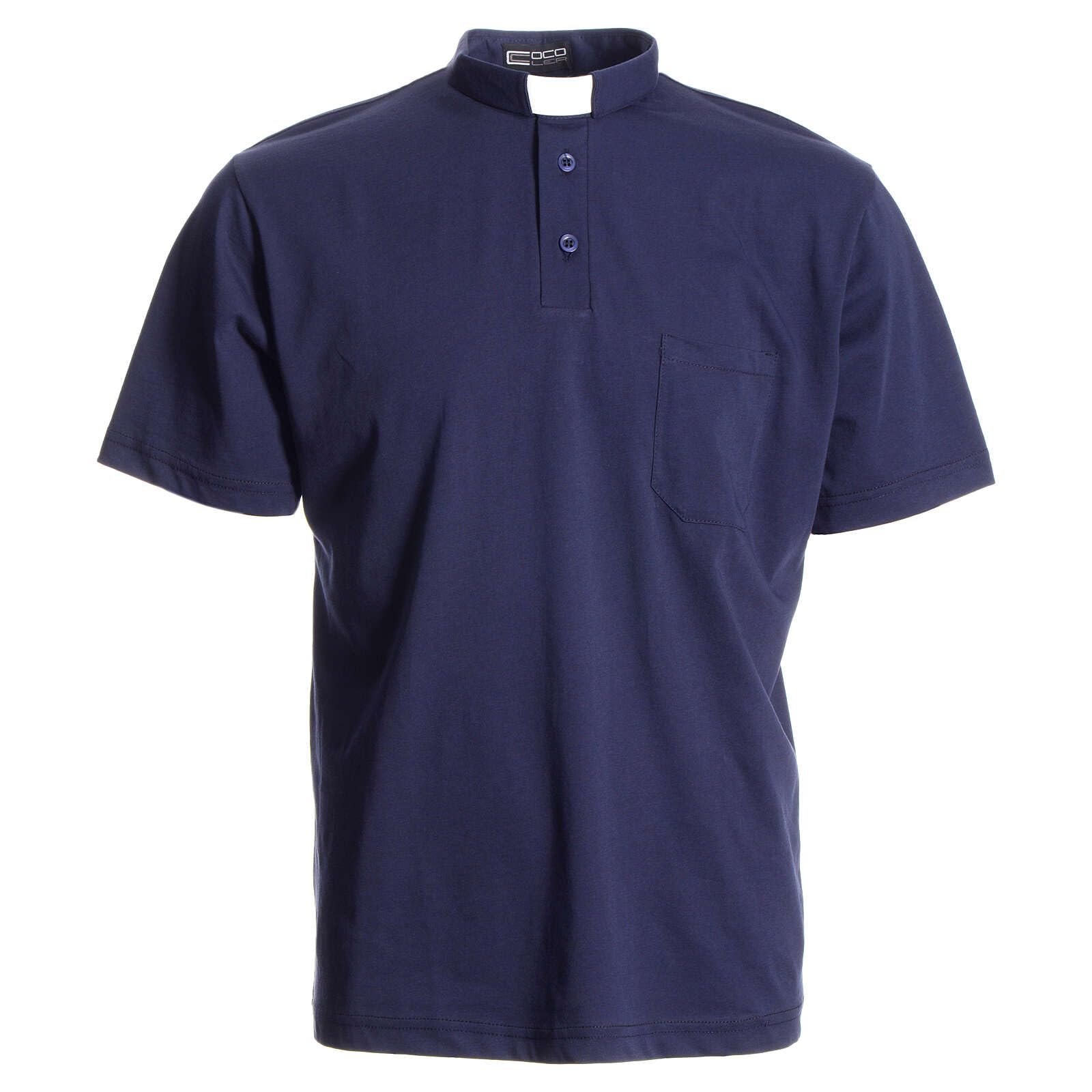 Holyart Polo Maglia Clergy Blu Scuro 100% Cotone Cococler, L