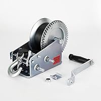 Vista 7 de Cabrestante de remolque de barco - Cabrestante manual de 3500 libras con manivela, correa de poliéster de 26 pies, cabrestante de remolque