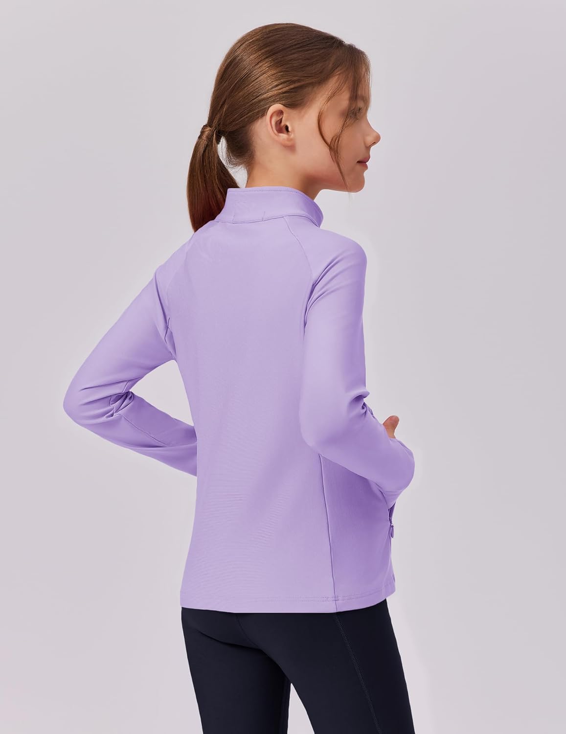 Zaclotre Girls Fleece Jacket with 4 Pockets Long Sleeve Zip Up Warm Athletic Winter Coat Kids Sweatshirt for 5-14 Y - Image 3