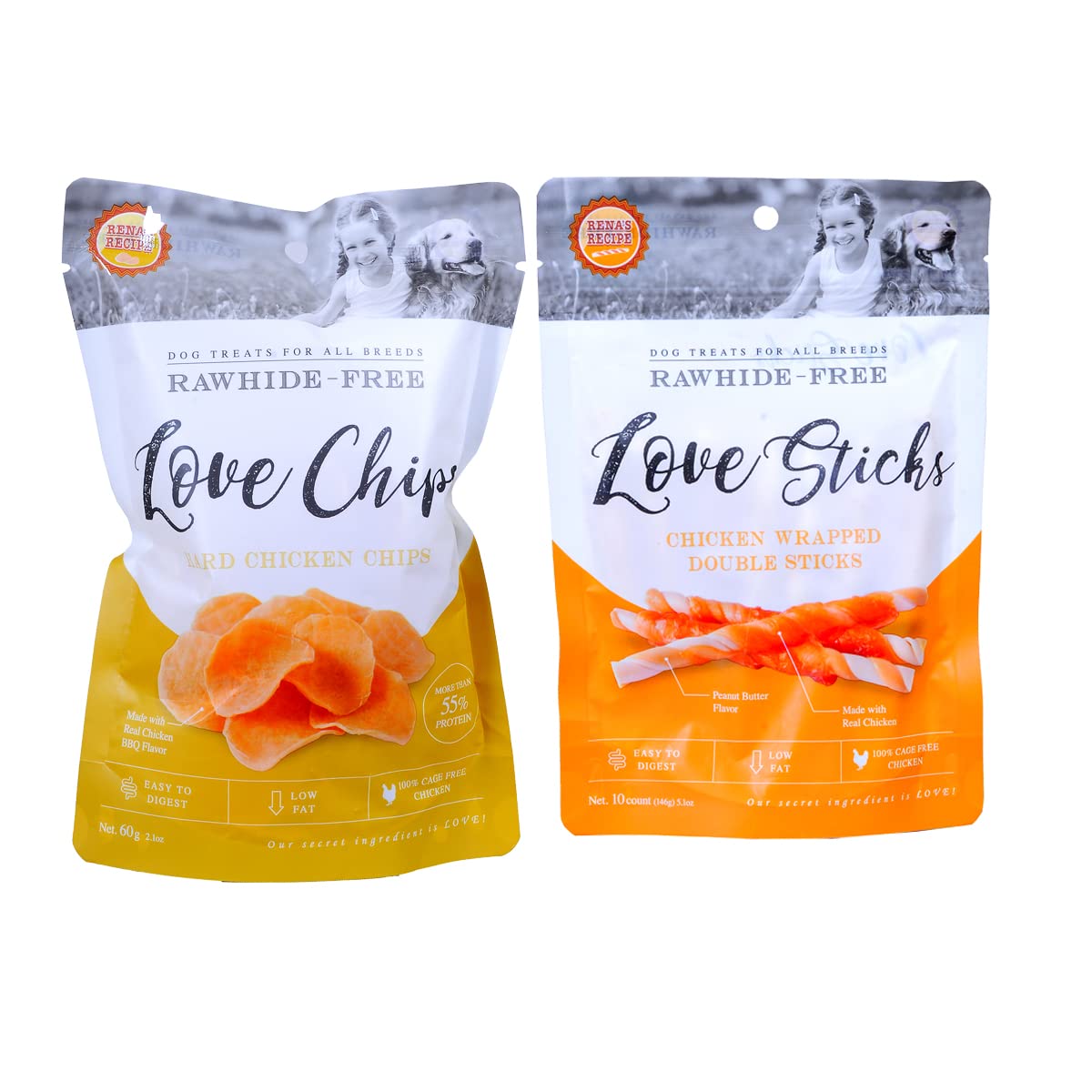 Pet Snacks Combo-Love Sticks (10 Count) Peanut Butter Strip Wrap & Chicken Wrapped CoreAnd Rena Love Chip for Dogs (B08N1DXYF8) Amazon Price History, Amazon Price Tracker