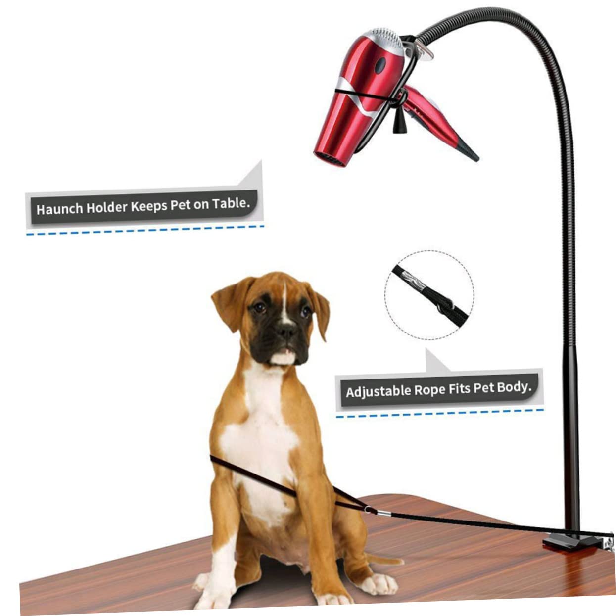 WOONEKY Supporto Per Asciugacapelli Clip Supporto Per Asciugacapelli Strumento Per Toelettatura Degli Animali Domestici Robusto e Resistente All Usura Antiruggine Regolabile in Altezza
