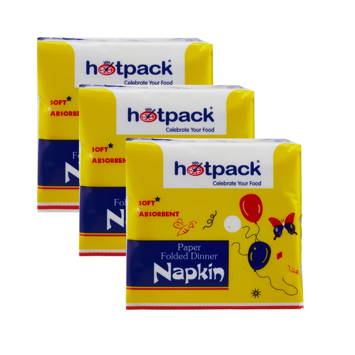 Hotpack White Paper Napkin Tissue 30x30cm, 80 Pieces each 1-Pack, Pack of 3