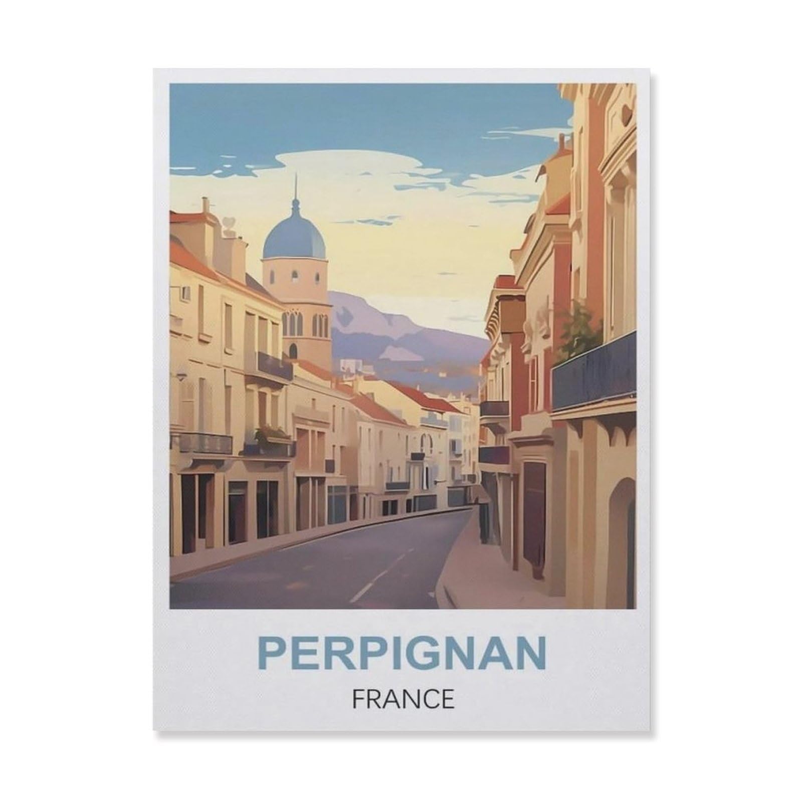 Vintage Metal Tin Sign，Perpignan France(30x40cm）