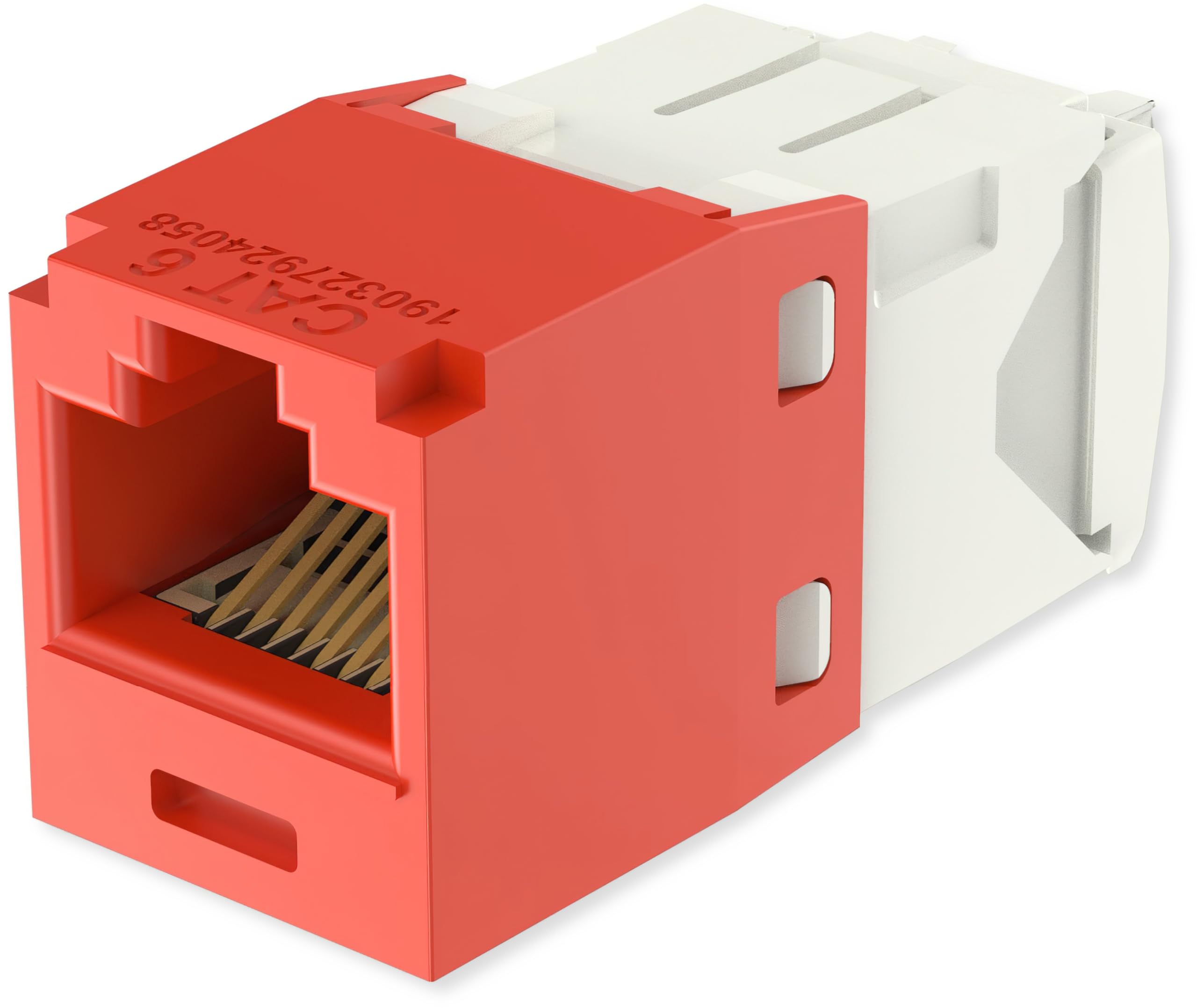 CJ688TGRD Lot de 10 modules jack Mini-Com UTP catégorie 6 TX6 Plus, rouge, style TG, sans outils, module réseau Ethernet RJ45 haute performance, câblage T568A/T568B