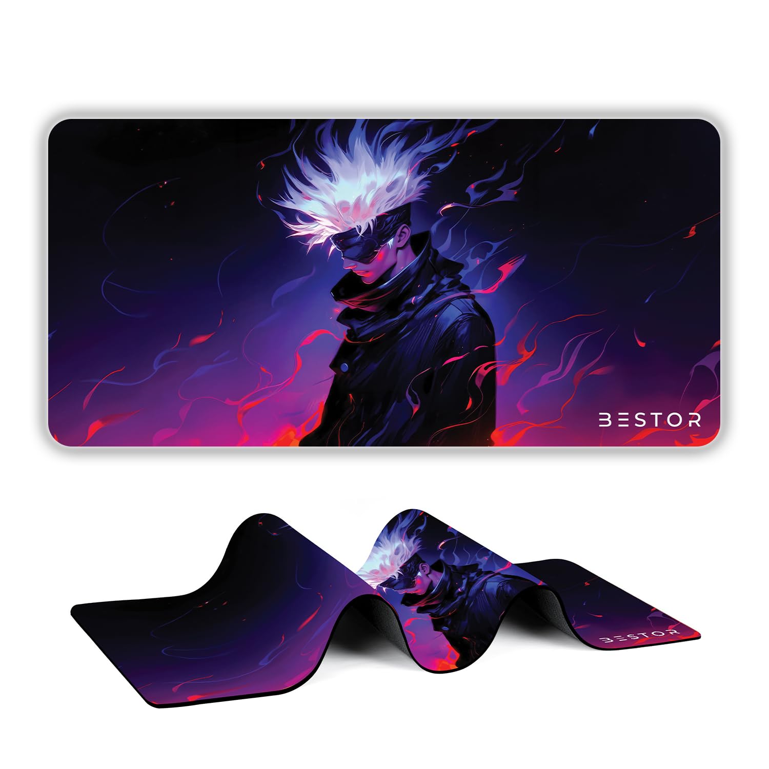 BESTOR Assassin Warrior Gaming Mouse Pad Gojo Mouse pad with Precise Cut Edges, Waterproof Surface & Non-Slip Rubber Base Stitched Edges Gaming Mouse Mat for Laptop (60cmx34cm)-picture-40