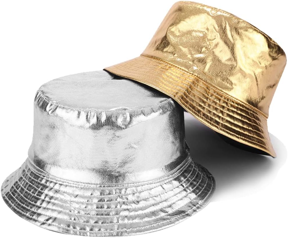 Trendy Waterproof Fisherman Hats Metallic Bucket Hat for Women and Men - Image 6