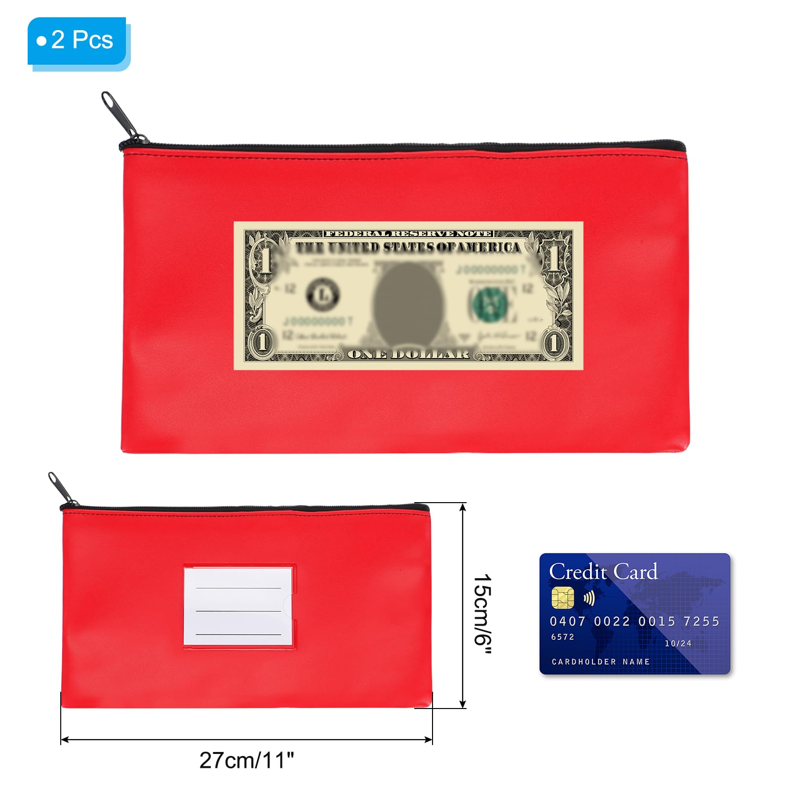 PATIKIL 11x6 Money Bank Deposit Bag with Zipper - Image 2