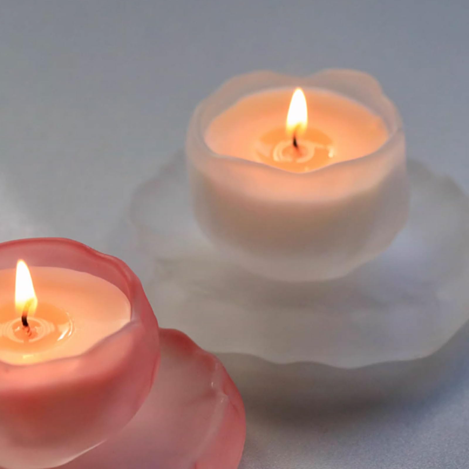 Velas de vidrio, té blanco hechas con cera de soja y aceites esenciales, vela perfumada reutilizable, decoración elegante for el hogar de larga duración(Weiß)