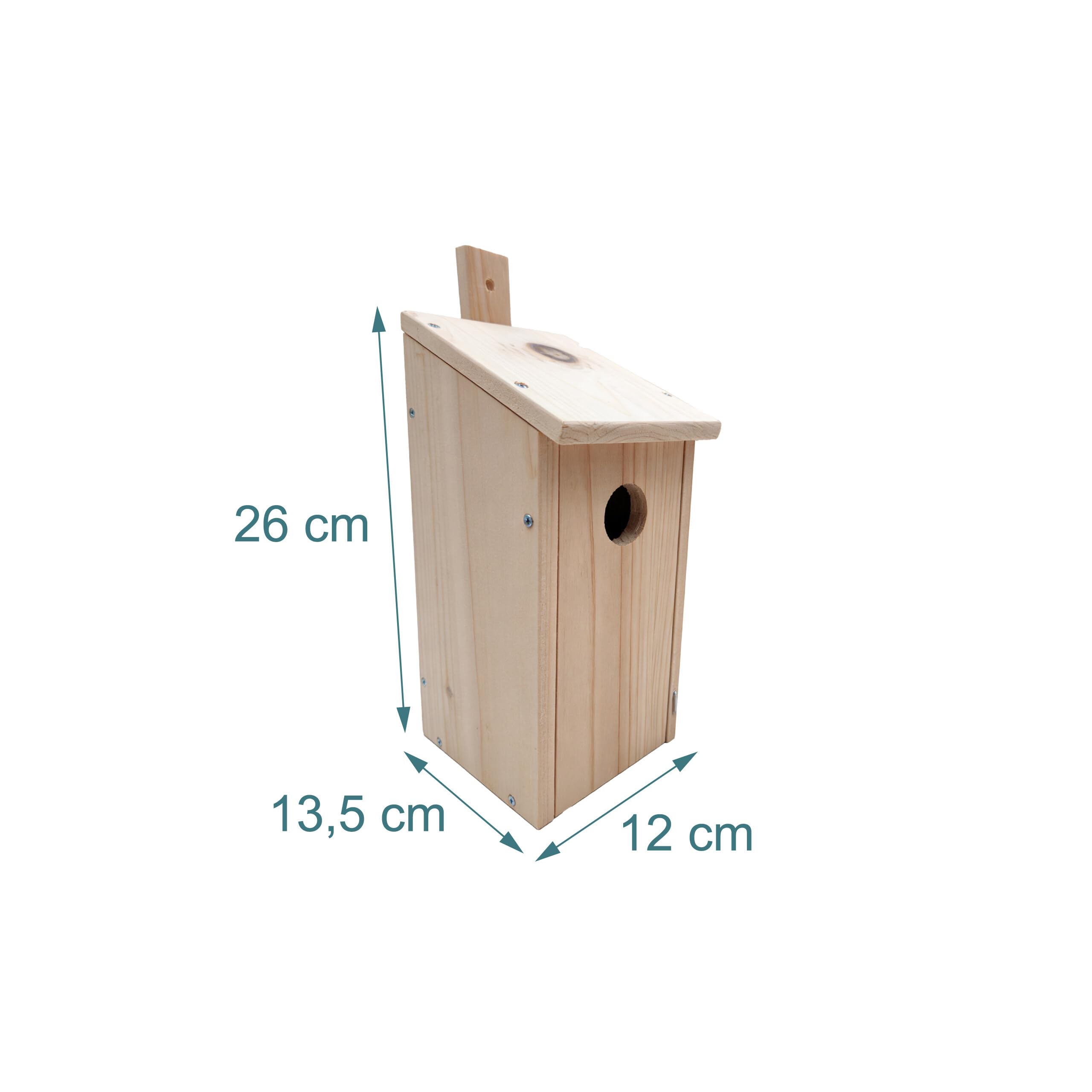 Relaxdays Kit de 2 Cajas Nido para pájaros, Orificio 32 mm, Madera de Abeto Natural, 26x12x13,5 cm