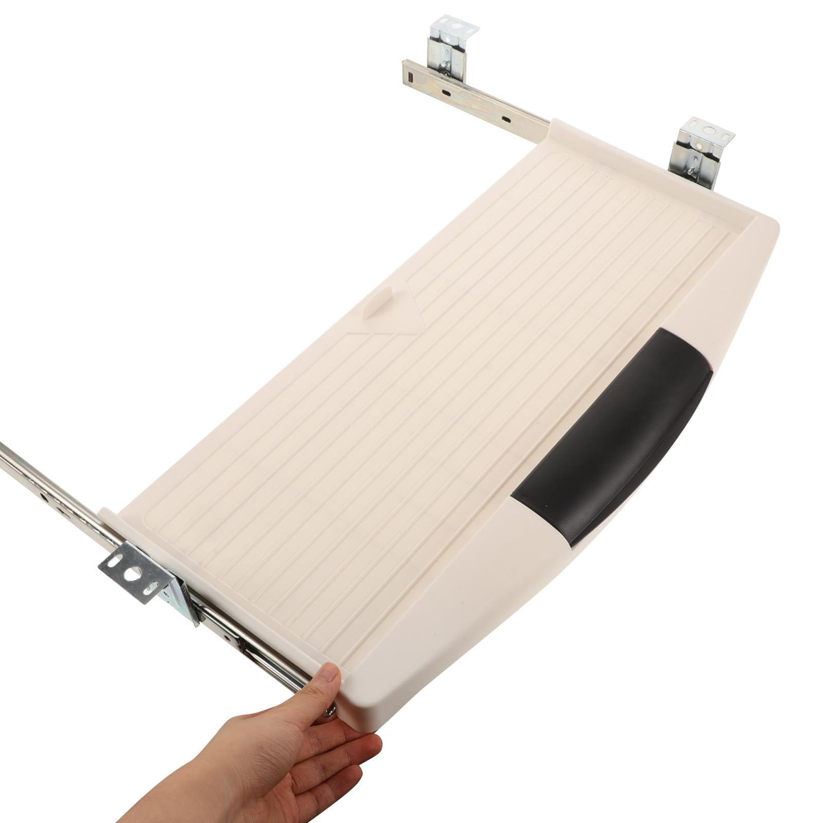 Soporte per Teclado Deslizante Extraíble bajo Escritorio Cajón ABS Plástico Gris Riel Metálico Ancho 27 CM para Ordenador Bandeja Ergonómica para Oficina y Escritorio