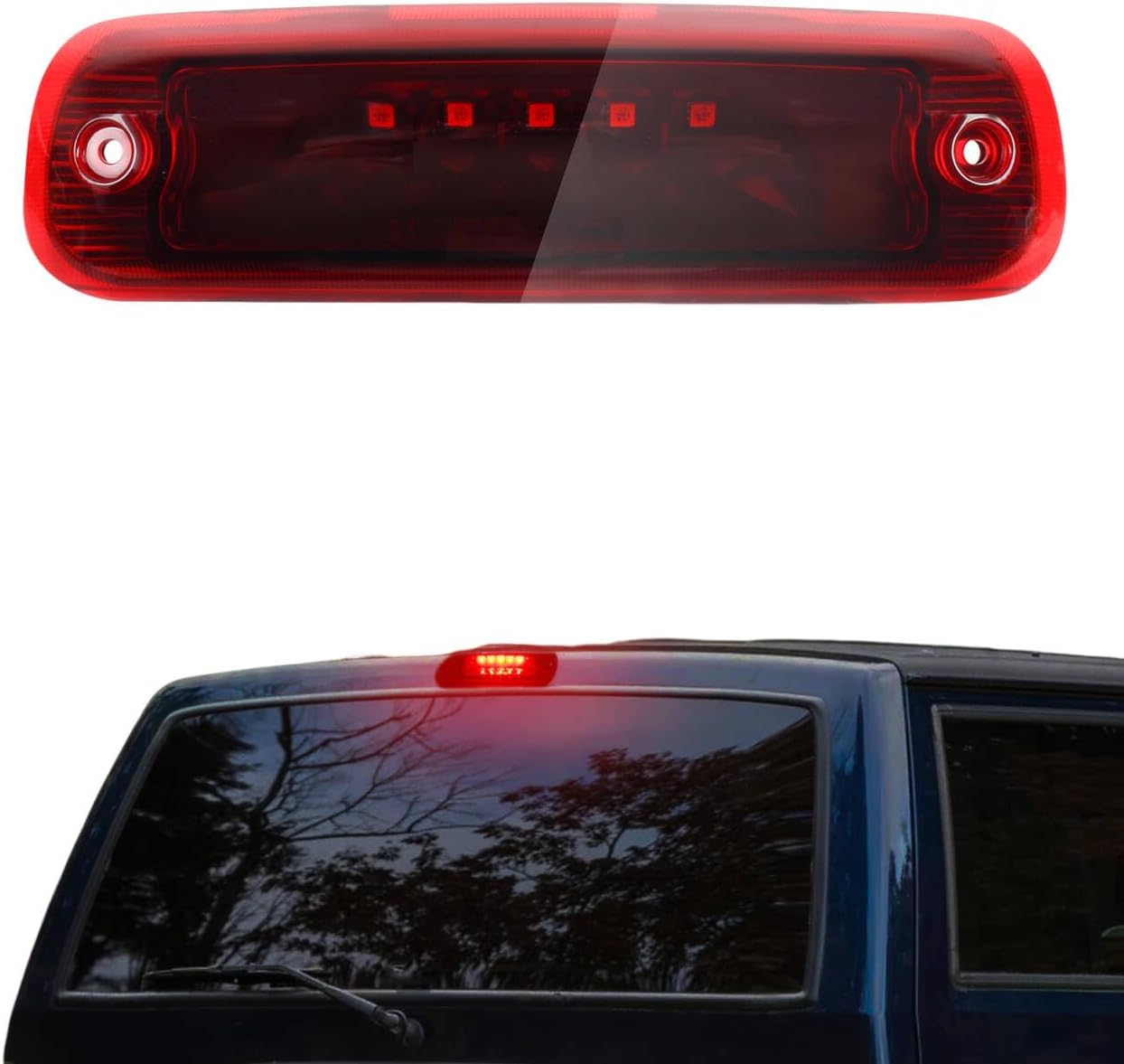 LED Third 3rd Brake Light Compatible With 1997-2001 Jeep Cherokee Rear Tail Brake Stop Light Lamp High Mount Stop Light (Red)
