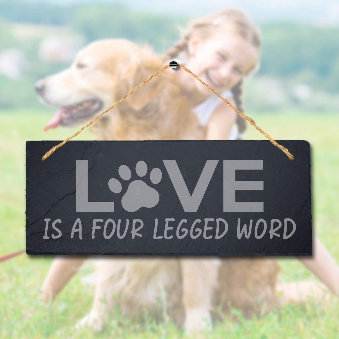 Stukk Welcome Dogs Paw Print Laser Kitten Puppy Pup Home Door Sign (Love is Four Legged Word)