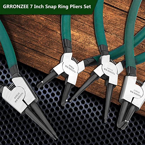 4Pack 7 Inch Snap Ring Pliers Heavy Duty Internal/External Circlip Pliers Kit, Retaining C Clip Pliers, Cr-V Steel Straight/Bent Jaw Pliers For Ring Remover Retaining With Storage Case #TOP4