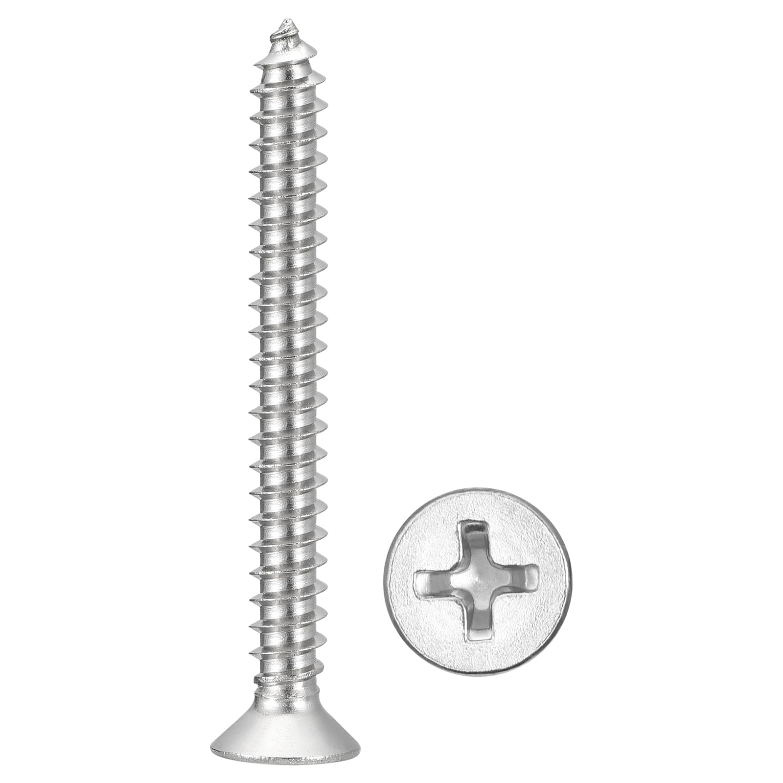 METALLIXITY Countersunk Phillips Wood Screw (#10x1-3/4") 20Pcs, 304 Stainless Steel Coarse Thread Phillips Drive Flat Head Wood Screws - for Furniture Installation Repair, Silver โ image 1