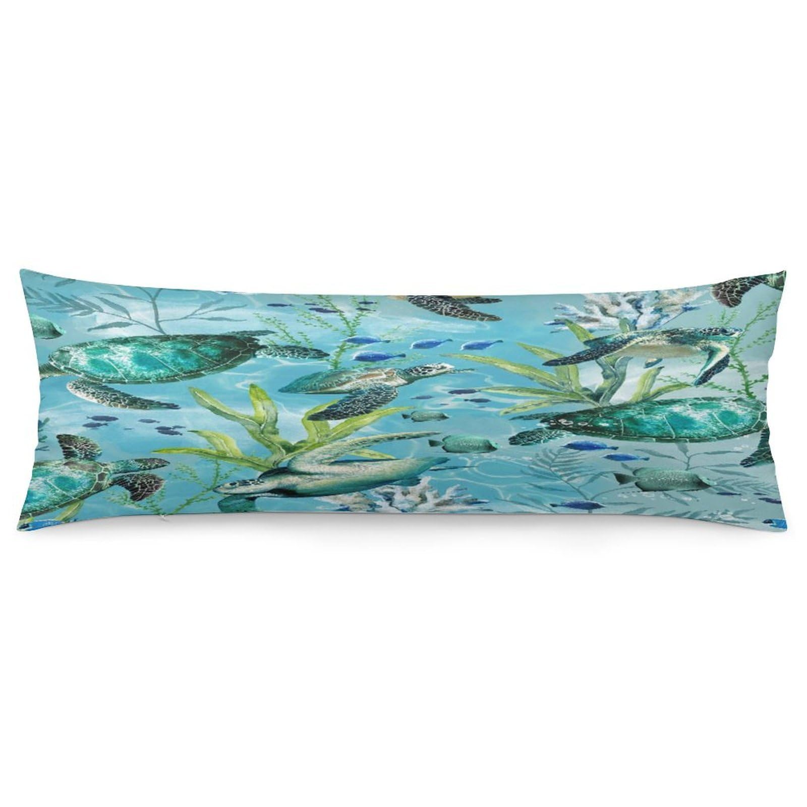 Sea Turtle-Blue Throw Pillow Cover Soft Pillow Case Decorative Lumbar Pillow Cover Cozy Throw Pillowcase Polyester Rectangular Cushion Case Decor for Couch Sofa Bed