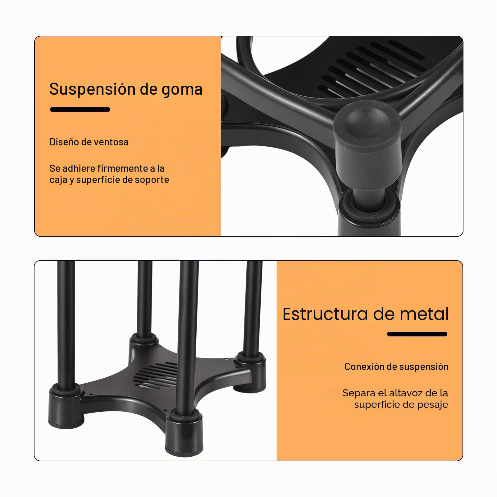 Soporte para Altavoz con Altura e Inclinación Ajustables, Metal, Ventosas Antideslizantes