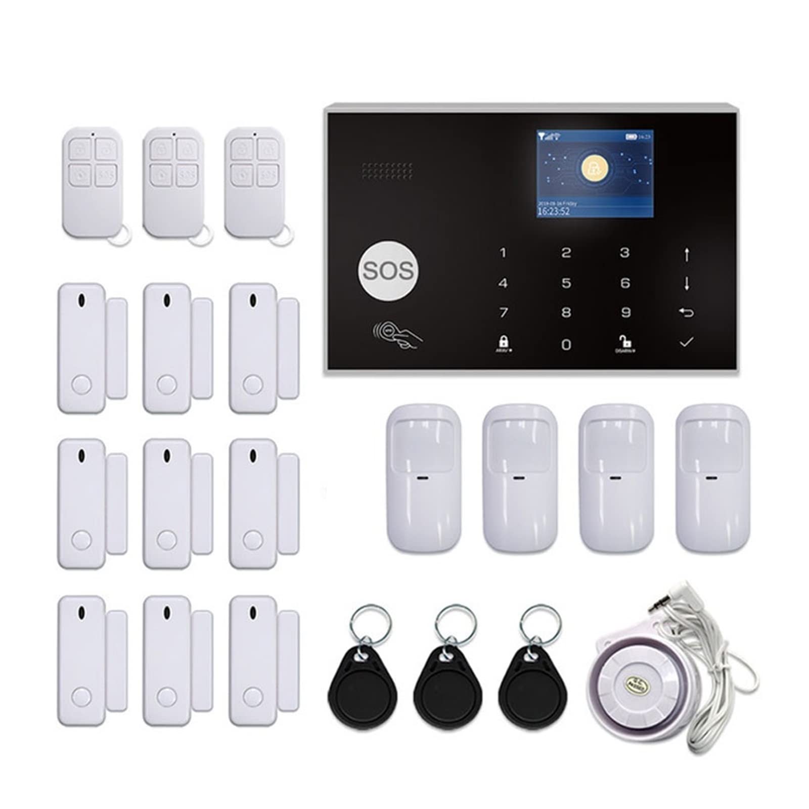 G30 Tuya WiFi GSM Système d'alarme de sécurité Domestique Le kit d'alarme de cambrioleur sans Fil Fonctionne avec Appliquer Télécommande(YK-002-GSM-G30-J)