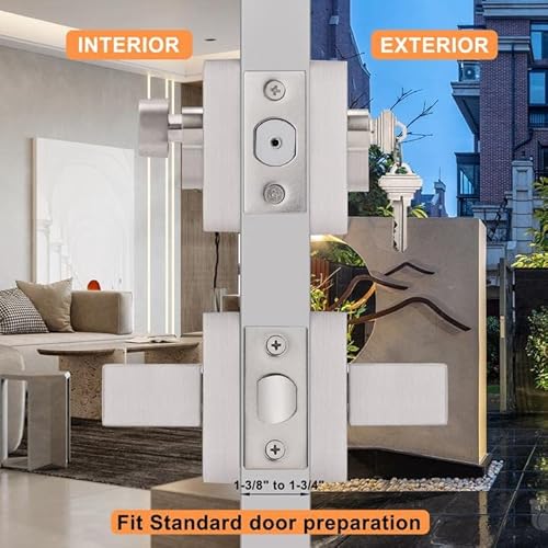 Probrico Contractor Pack(6 Pack), Single Cylinder Handlesets Lockset Combo Pack, Square Exterior Door Levers And Deadbolts, Brushed Nickel Anti-Theft Hardware #TOP4
