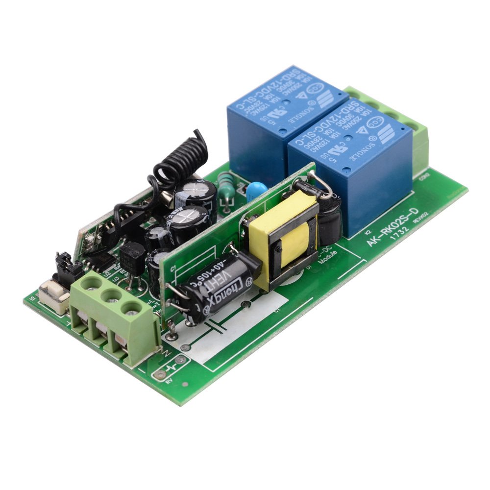 110 V 220 V CA 2 canales 10 A 1000 W, interruptor remoto por radiocontrol, transmisor y receptor, interruptor eléctrico, mando a distancia inalámbrico