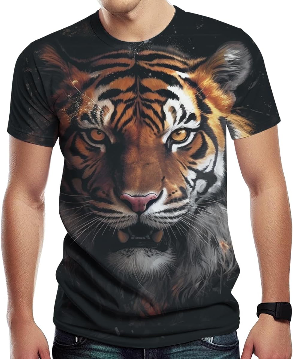 3D Tiger T-Shirts for Men Novelty Tiger Animal Printed Tshirt Casual Summer Short S...