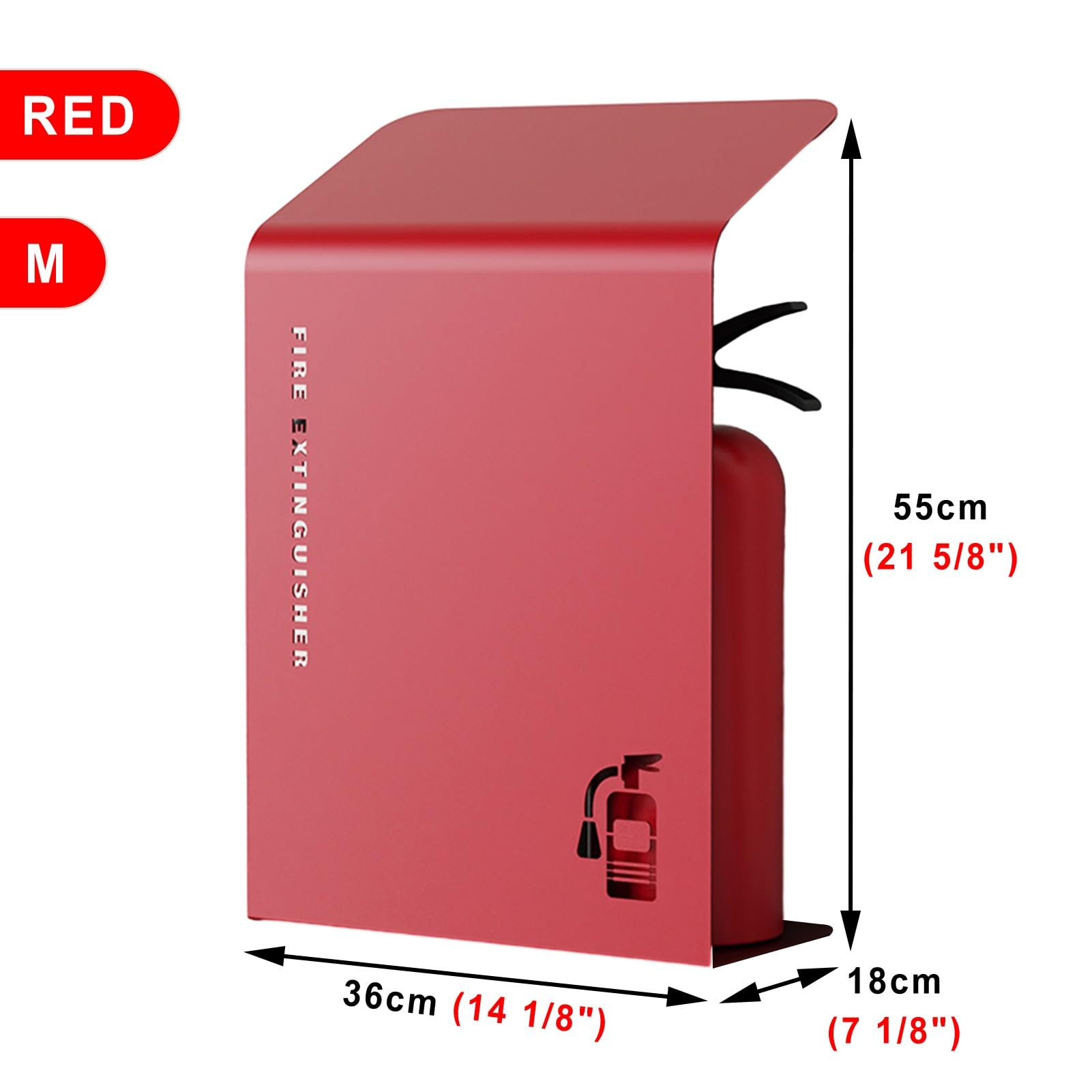 Extintor de incendios, Soporte for caja de extintor de incendios de 2 mm de grosor, gabinete de metal moderno(Red B,Size M)