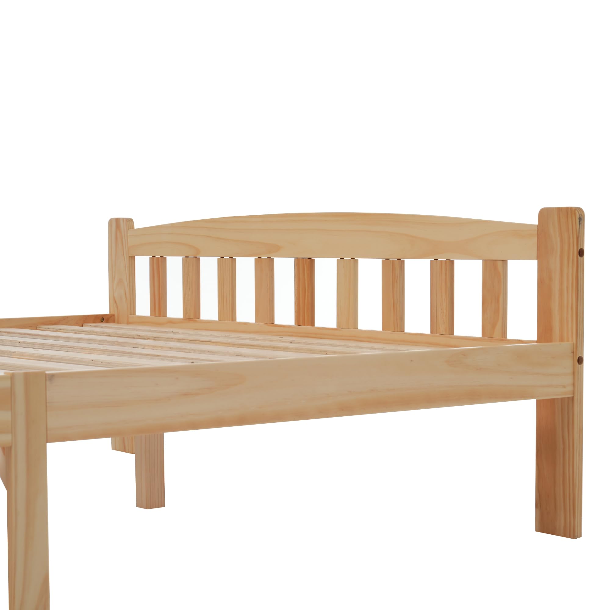 Merax Massivholzbett 140x200cm, Doppelbett aus Holz mit Kopfteil und Lattenrost, hochwertiges Bettgestell, Solide Futonbett, Jugendbett, Erwachsenenbett, ohne Matratze, Natur