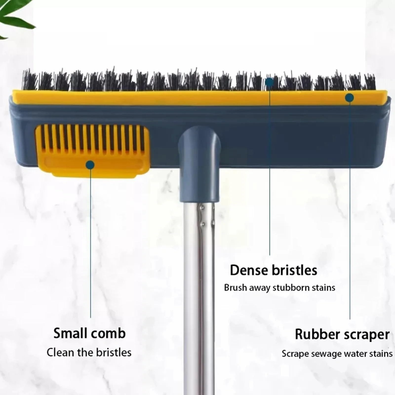 Scopa Giardino Esterno Spazzola for pavimenti 2 in 1 con manico lungo, rimovibile, regolabile, for la pulizia delle piastrelle, cucina, bagno(Blue)